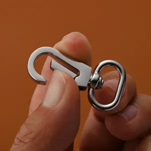 Stainless steel swivel snap hook for DIY jewelry bags and keychains, durable metal hardware.