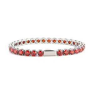 Hip-hop stainless steel tennis bracelet with red cubic zirconia stones for men and women