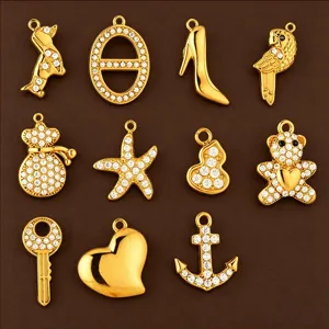 Gold stainless steel crystal charms pendant DIY jewelry accessories for bracelet necklace.