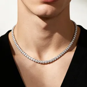 Stainless steel tennis chain necklace with sparkling cubic zirconia stones for men and women.