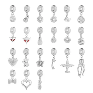 Pandora Stil Silber Anhänger Armband Perlen Edelstahl Zirkonia DIY Schmuck Zubehör