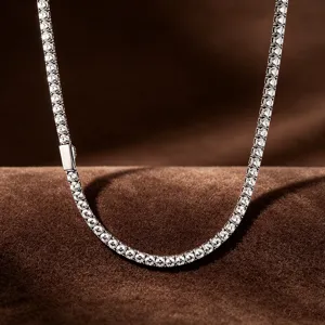 Sparkling Stainless Steel Tennis Chain Necklace Zirconia Hip Hop Jewelry for Men And Women