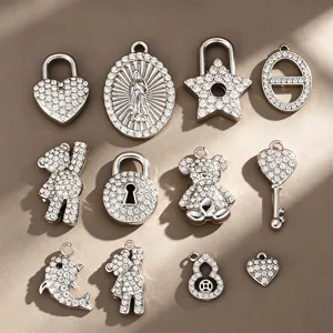 Ciondoli charms gioielli DIY in acciaio inossidabile strass per bracciale collana fai da te.