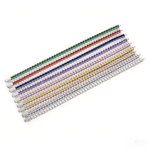 Stainless steel tennis bracelet set with colorful square cubic zirconia crystals, stylish design.