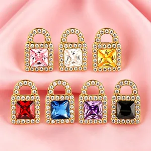 Colorful cubic zirconia lock charms for DIY jewelry necklace bracelet earrings accessories.