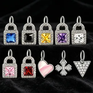 Stainless steel charm pendants set colorful zirconia DIY jewelry bracelet necklace accessories