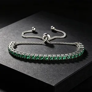 Bracciale Tennis in Acciaio Inossidabile Per Donna Uomo Rotondo Strass Catena Regolabile Gioiello Regalo