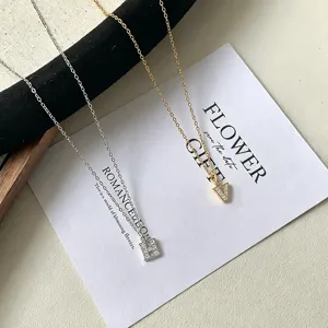 Fashion European and American ins style letter necklace with zircon pendant for women daily wear.