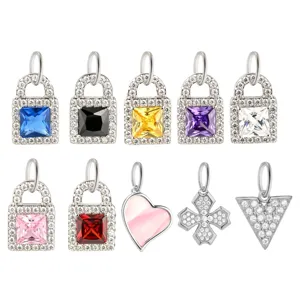 Edelstahl Zirkonia Schloss und Kreuz Form Anhänger Charms für DIY Schmuckherstellung.