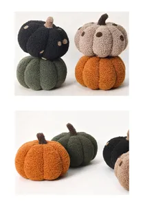 Plush pumpkin pillow soft toy cute polka dot stuffed cushion home decor detail view