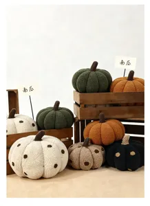 Plush pumpkin pillow soft stuffed toy cute cartoon cushion home decor autumn party supply.