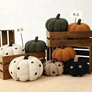 Cartoon Simulation Pumpkin Plush Toy Soft Polka Dot Pumpkin Pillow Stuffed Pumpkin Doll For Kids Home Decor Halloween Decoration