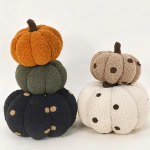 Cute pumpkin plush pillow set, soft stuffed toys, autumn home decor and couch cushions.