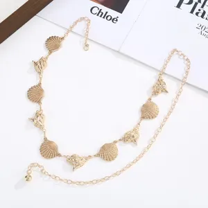 Bohemian gold metal shell conch waist chain body jewelry for women fashion beach
