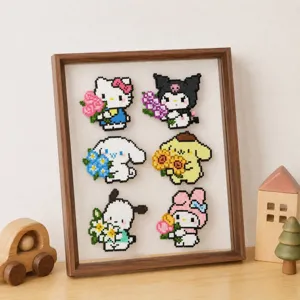 Cornice per foto con perline da stirare personaggio dei cartoni animati Sanrio display in legno