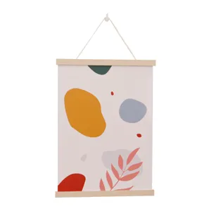 Wooden magnetic poster frame for hanging artwork prints, paintings and kid's drawings securely.