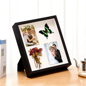 3D Shadow Box Frame MDF Wood Deep Hollow Display Case For DIY Dried Flowers Butterfly Specimen Square Rectangular Home Decor