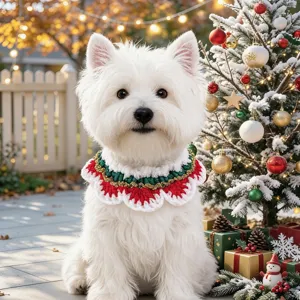 Pet Christmas Knitted Collar Crochet Dog Cat Scarf Festive Party Costume Accessory Small Dog Neckwear Neckband Gift