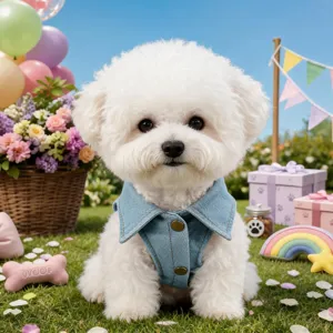 Cute pet denim vest for small dogs, stylish lapel design, comfortable spring puppy clothing.