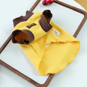 Pet t-shirt small dog autumn yellow brown roll edge breathable puppy base shirt cute apparel