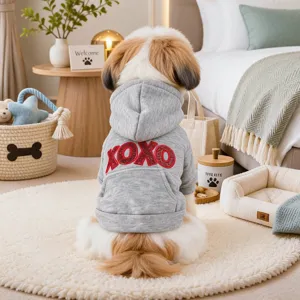 Cute dog hoodie sweatshirt with pocket for small dogs pet apparel spring autumn wear.