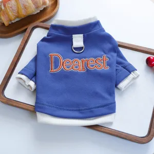 Leuke huisdier honden kleding blauw shirt met D-ring kleine puppy kleding lente herfst mode