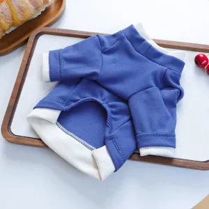 Leuk blauw-wit huisdier t-shirt voor kleine honden pups comfortabele katoenen basiskleding
