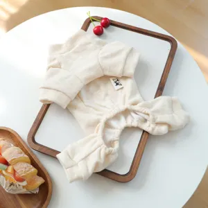 Beige soft pet home clothes for autumn and winter, comfortable daily wear for cats and dogs.