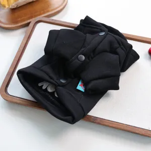 Sweat à capuche noir pour animal de compagnie petit chien chiot automne hiver vêtements détail