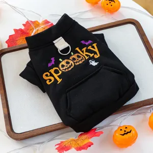 Pet Halloween hoodie dog clothes cute puppy spooky embroidered apparel for small dogs