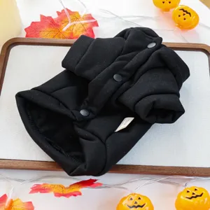 Black pet dog hoodie for small dogs puppy cute halloween costume apparel stylish pet clothes warm outfit
