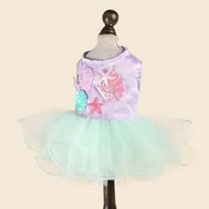 PETCIRCLE Fruehling Sommer Haustier Hund Katze Meerjungfrau Prinzessin Tutu Kleid Detail, Muschel.