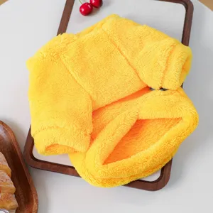 Yellow plush pet dog clothes soft warm winter puppy apparel cute furry coat for small dogs
