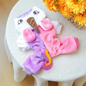 Simpatici vestiti per animali domestici a quattro zampe in peluche unicorno per cani di piccola taglia