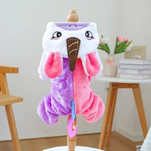 Simpatici vestiti per animali domestici in peluche unicorno per cani piccoli e caldi cuccioli.