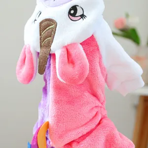 Grazioso abbigliamento per animali in peluche unicorno dettaglio per piccoli cani cuccioli