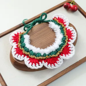 Handmade Christmas pet bib collar for small dogs and cats festive party wear accessories