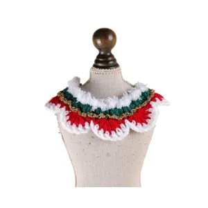 Christmas pet wool scarf collar cute puppy kitten holiday party festive red green accessory