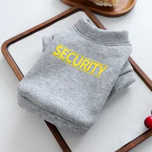 Sudadera gris para perro con estampado security, ropa de otoño e invierno para cachorros.