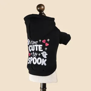 Sweat à capuche noir pour chien vêtements mignons Halloween petit chiot broderie fantôme