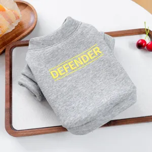 Suéter gris para mascotas perros pequeños, sudadera con capucha y estampado amarillo, suave.
