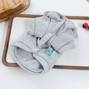 Gris sweat à capuche pour chien animal de compagnie hiver chaud vêtements chiot mignon