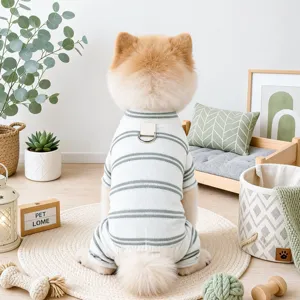 Pet Dog Clothes Soft Knitted Pajamas Warm Puppy Jumpsuit Cute Striped Star Pattern Pet Apparel for Small Dogs