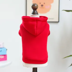 Red pet hoodie for small dogs, cute hooded sweatshirt clothes for puppies and cats.