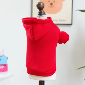 Red pet dog hoodie for small dogs, warm autumn winter puppy hooded apparel pet clothing