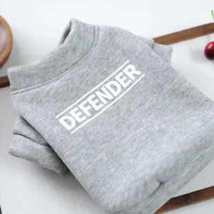Grey pet sweatshirt with letter print for small dogs and cats, cozy and stylish daily wear.