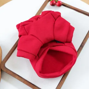 Cozy red pet hoodie detail, soft fleece lining, perfect for small dogs and cats in winter.