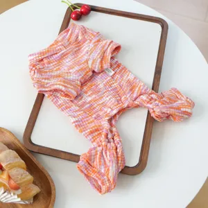 Pet knit clothes dog sweater orange pink four-legged apparel small puppy cute daily wear