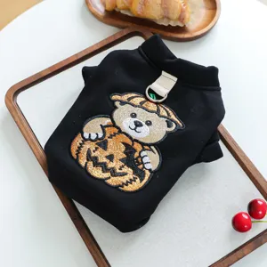Pet Halloween dog hoodie small puppy cute costume sweatshirt with pumpkin embroidery warm