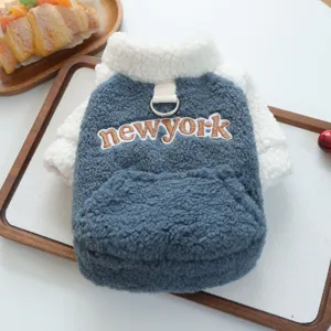 Cozy small dog fleece hoodie with plush collar, cute winter pet warm apparel item.